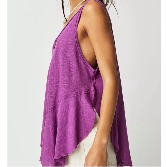 FREE PEOPLE Rosie Drop Waist Tank Summer Bloom Fuchsia We The Free NWT - Picture 3 of 8